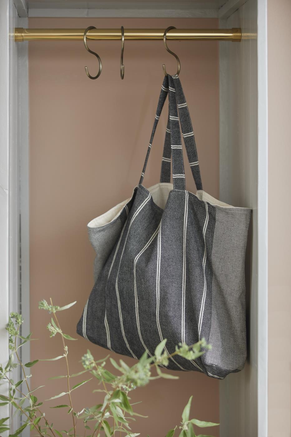 IB Laursen Tasche Einkauf Strand Grau Streifen Baumwolle
