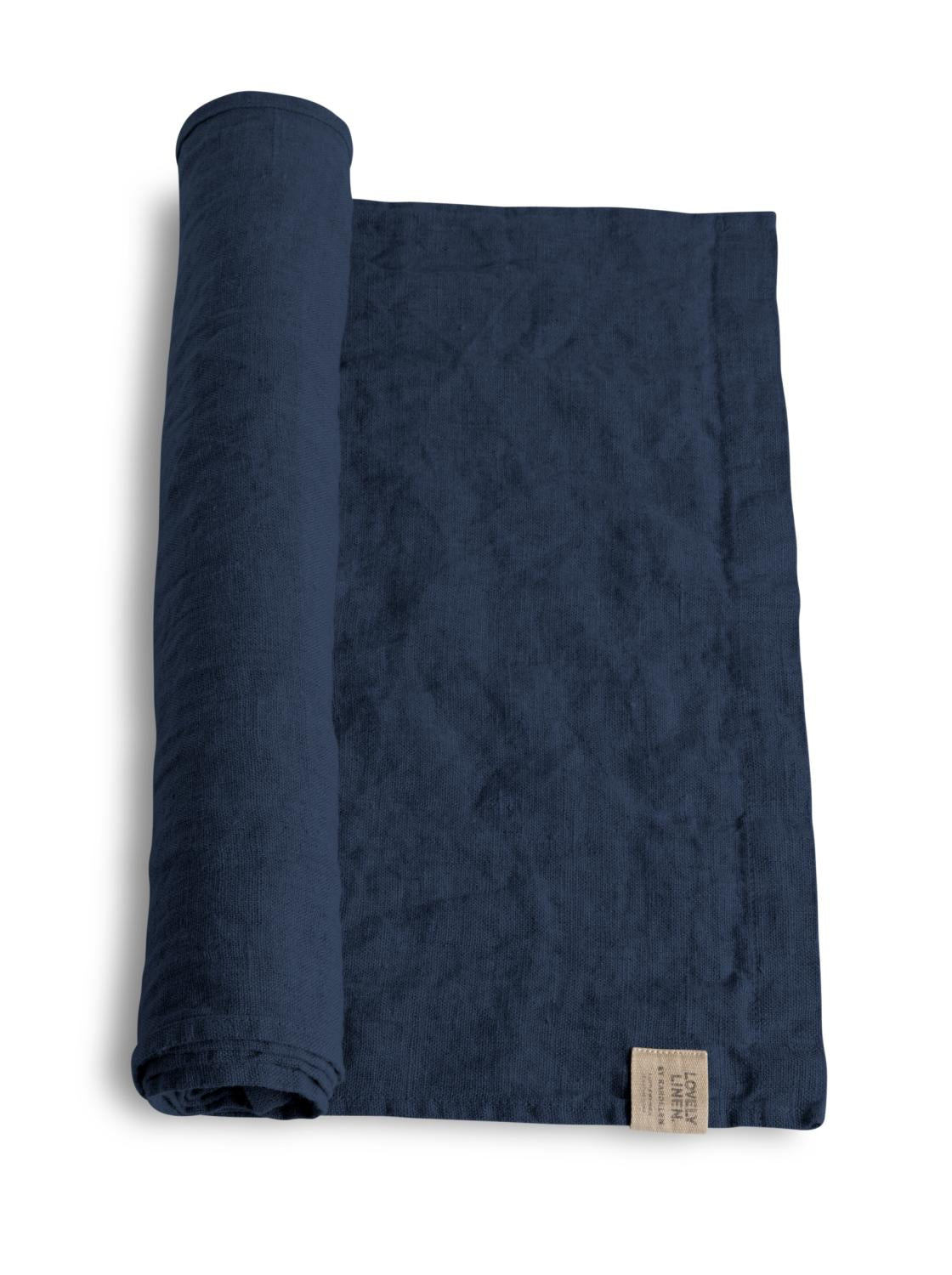 Lovely Linen Tischläufer 47x150 cm Midnight Blue Blau vorgew.