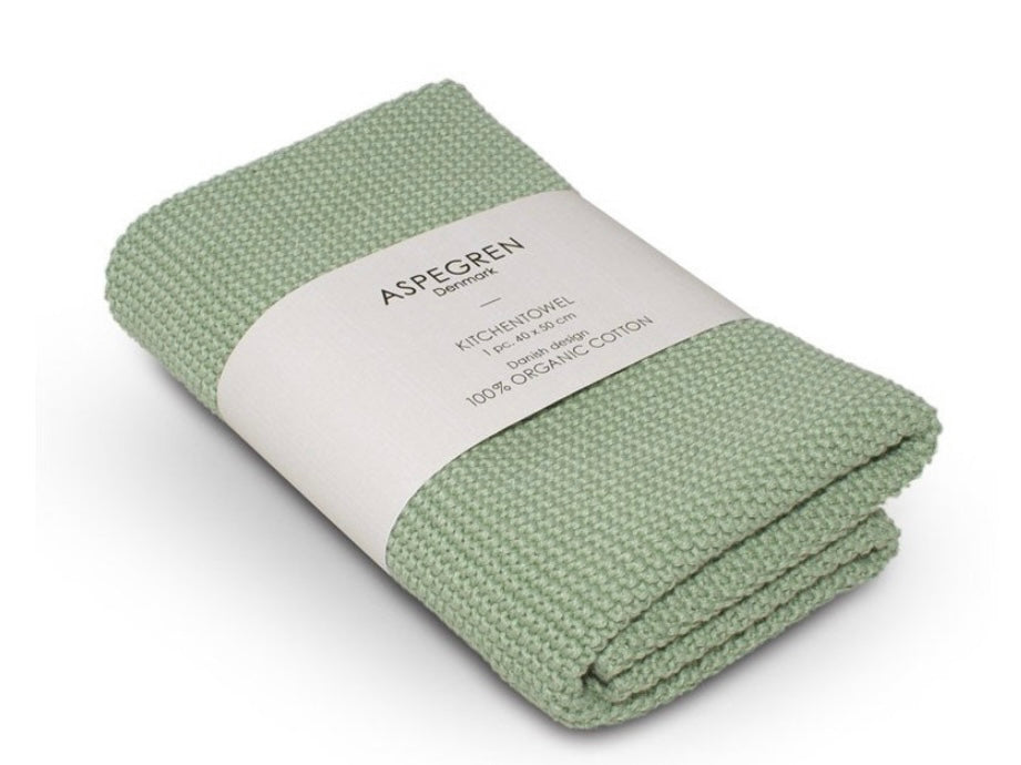 Aspegren Handtuch Geschirrtuch 40x50 Gestrickt Solid Green Grün