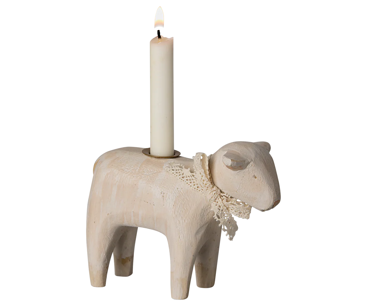 Maileg Osterlamm Kerzenhalter Weiß Holz 10 cm