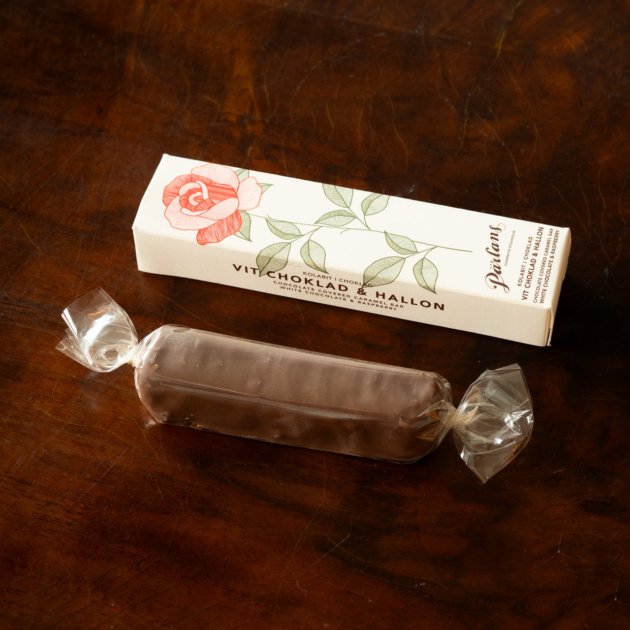 Pärlans Karamell Riegel 13 cm weiße Schokolade Himbeer Valentinstag