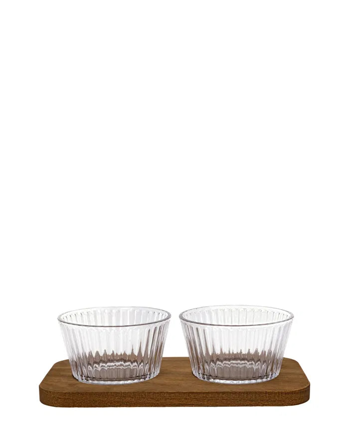 GreenGate Schalenset Glas mit Holz 26 cm So 26