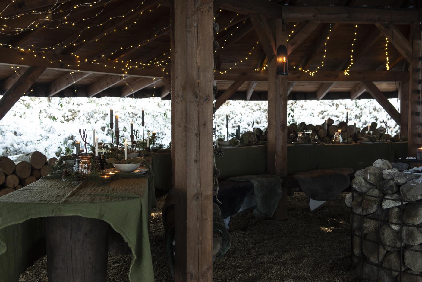 IB Laursen Tischdecke 140 x 250 Grün Oliv Grün doppelt gewebt