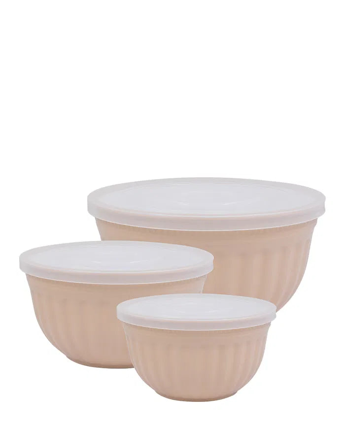 GreenGate Schüsselset Kunststoff Deckel Lebensmittelecht 3 er Set braun
