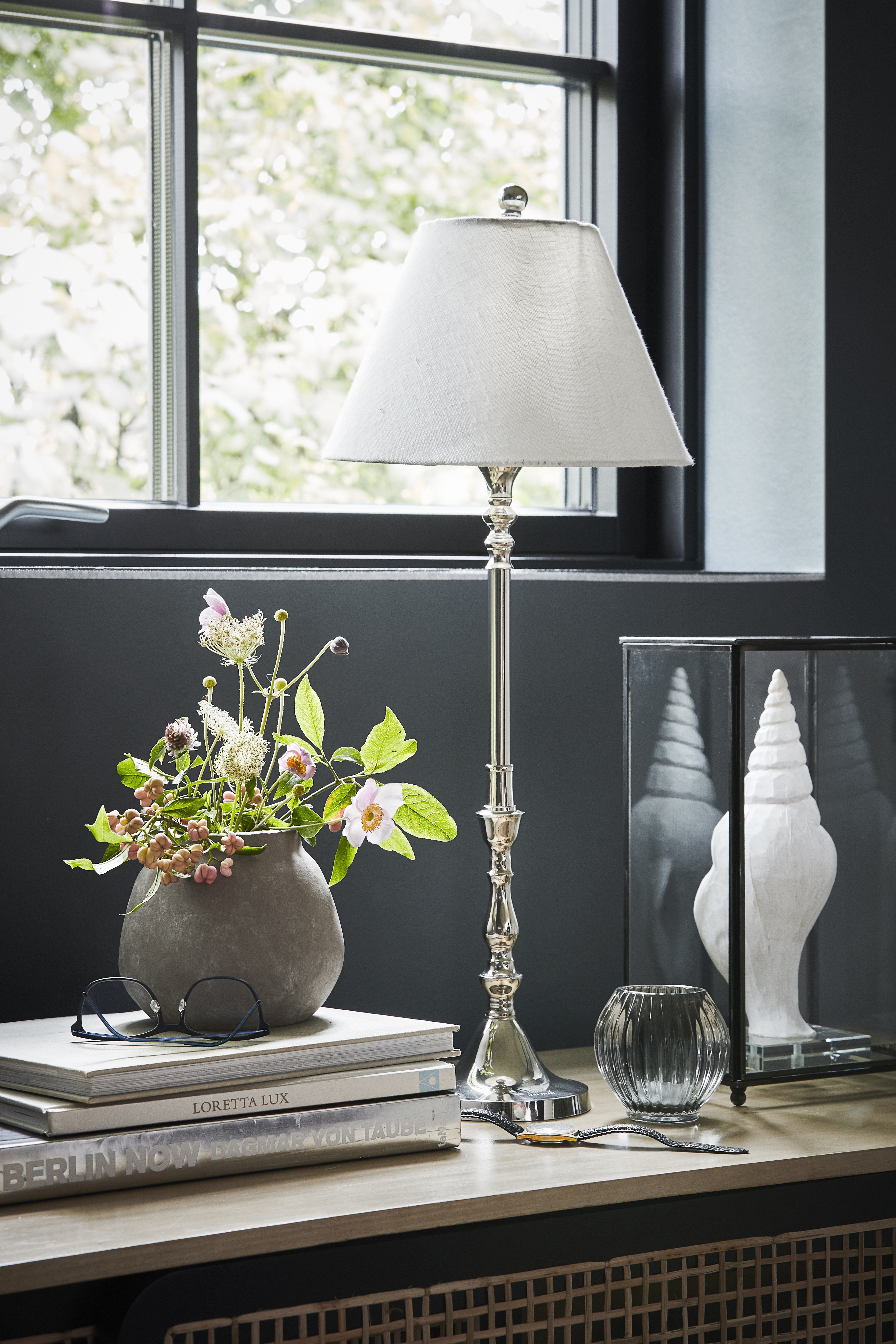 Lene Bjerre Tischlampe Albertine Silber 65 cm Glänzend