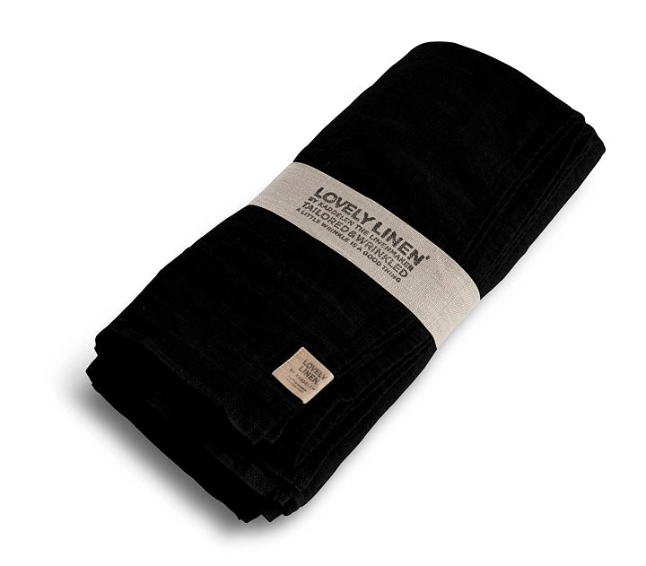 Lovely Linen Tischdecke 100 x 100 cm Black Schwarz