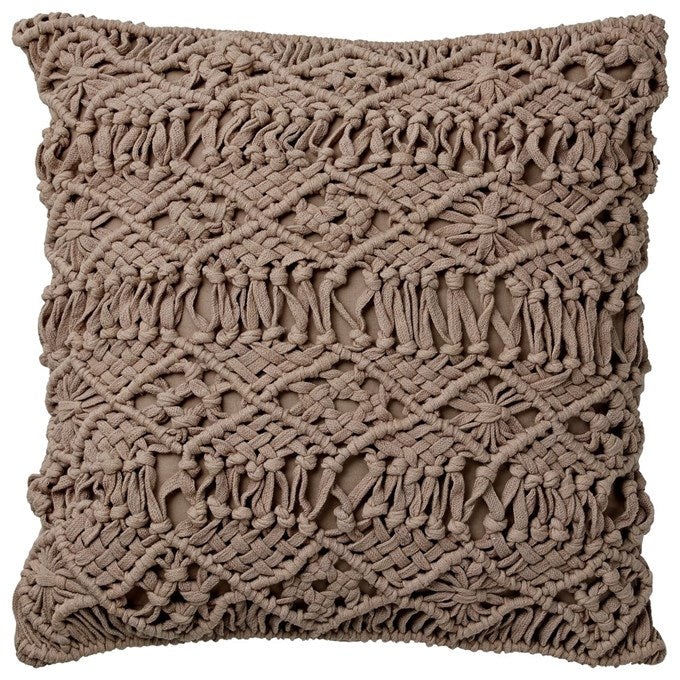 Lene Bjerre Kissen 50 x 50 cm Sand Braun Makramee