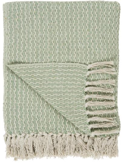 IB Laursen Plaid Decke Baumwolle 130 x 160 Muster creme grün