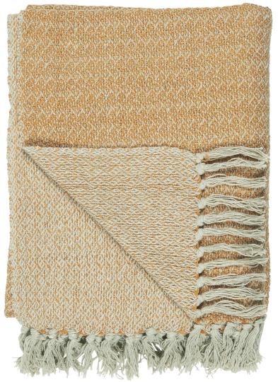 IB Laursen Plaid Decke Baumwolle 130 x 160 Muster creme gelb orange