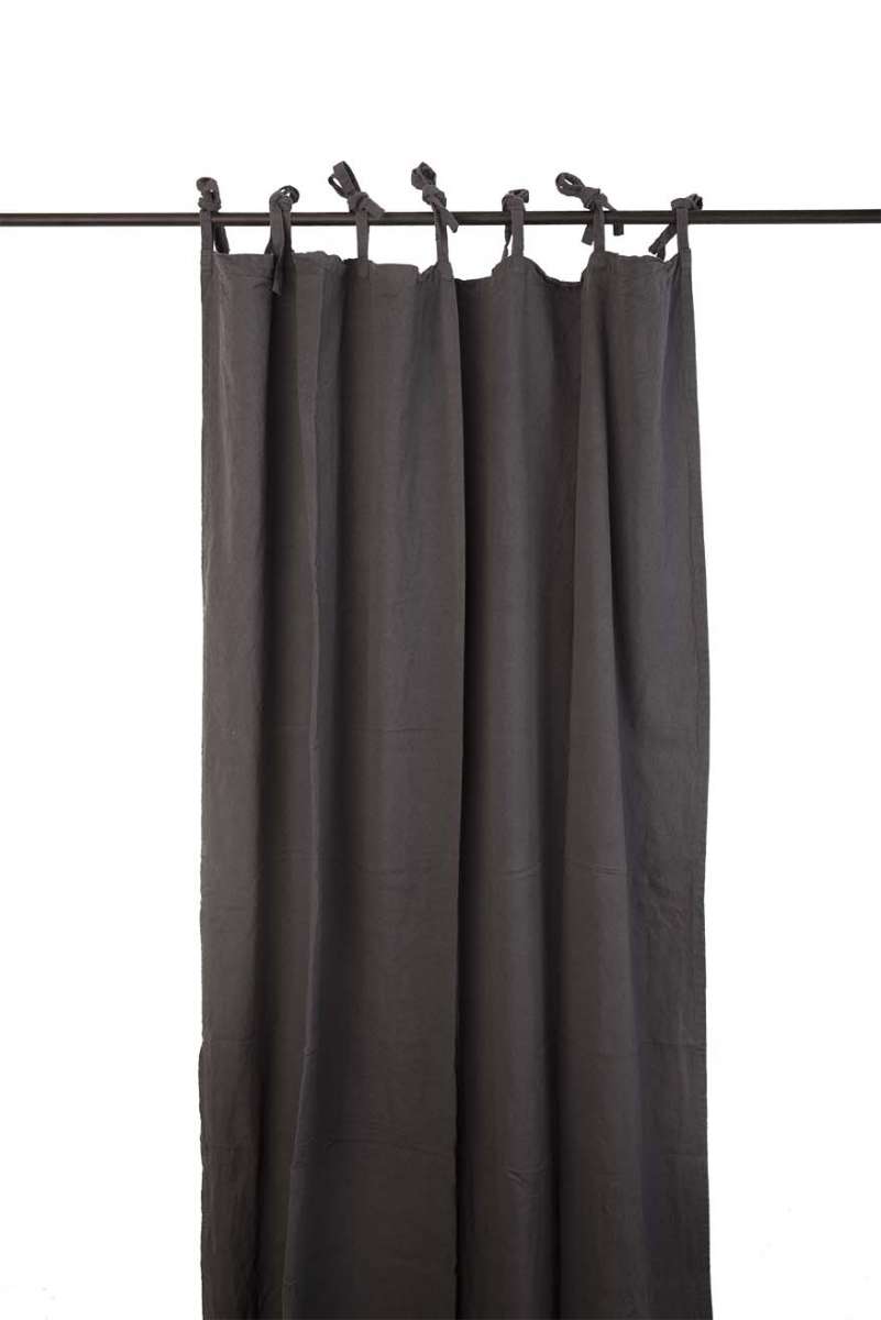 Leinenvorhang Gardine Leinen 140 x 260 grau dunkelgrau