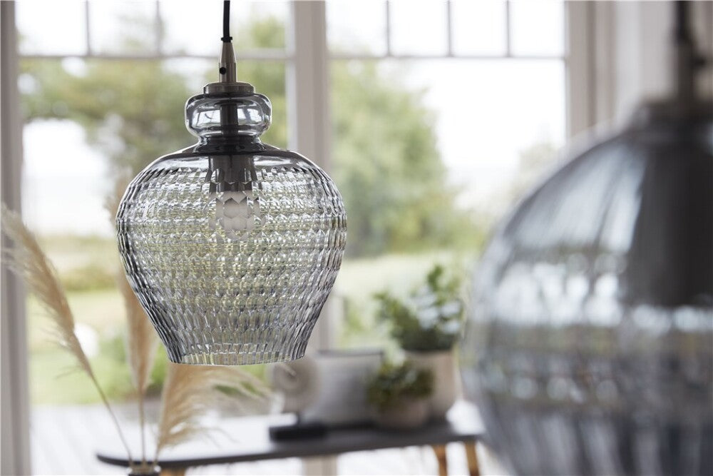 Lene Bjerre Macia Hängelampe Glas Grau Silber 28 cm