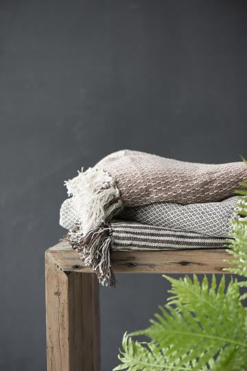 IB Laursen Plaid Decke Baumwolle 130 x 160 Streifen creme chocolate