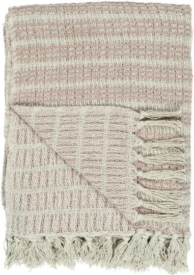 IB Laursen Plaid Decke Baumwolle 130 x 160 Streifen creme malva