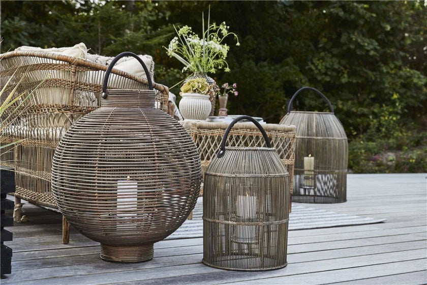 Lene Bjerre Norah Laterne Groß Rattan Natur 83 cm