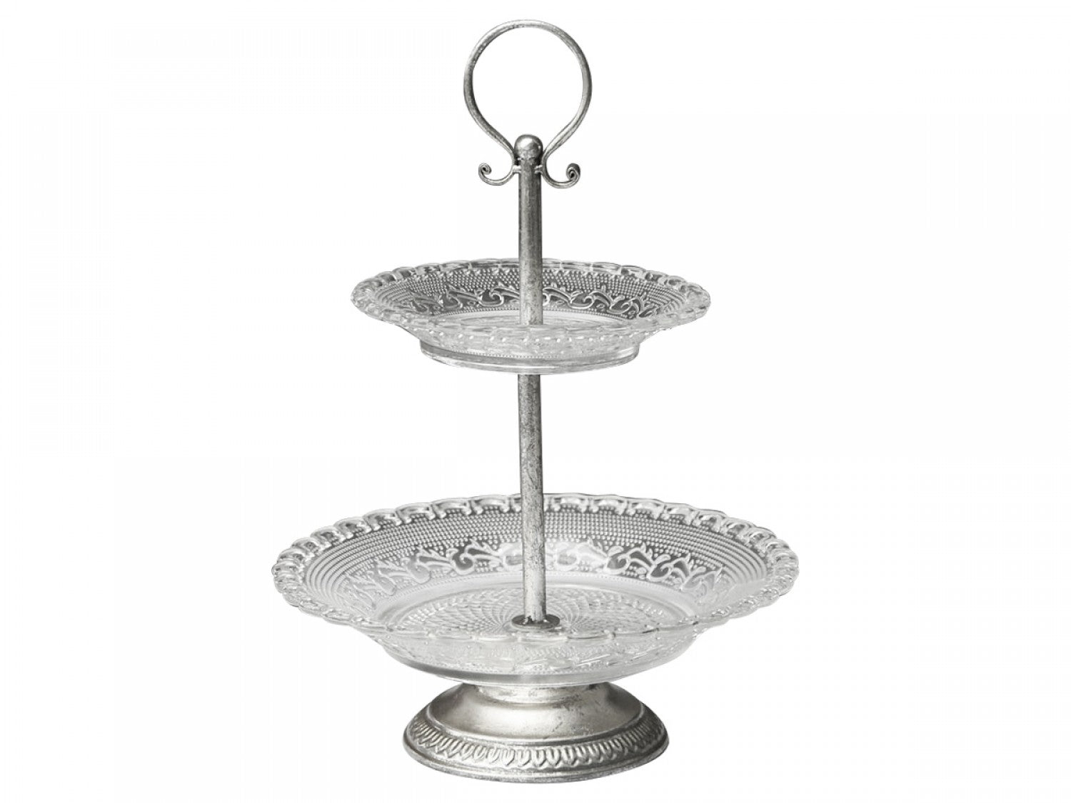 Chic Antique Etagere 42 cm Glasschale Silber