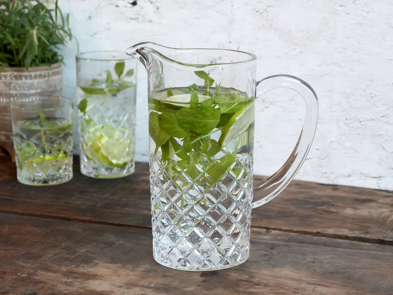 Chic Antique Lorient Kanne Krug 22 cm Diamantschliff Glas