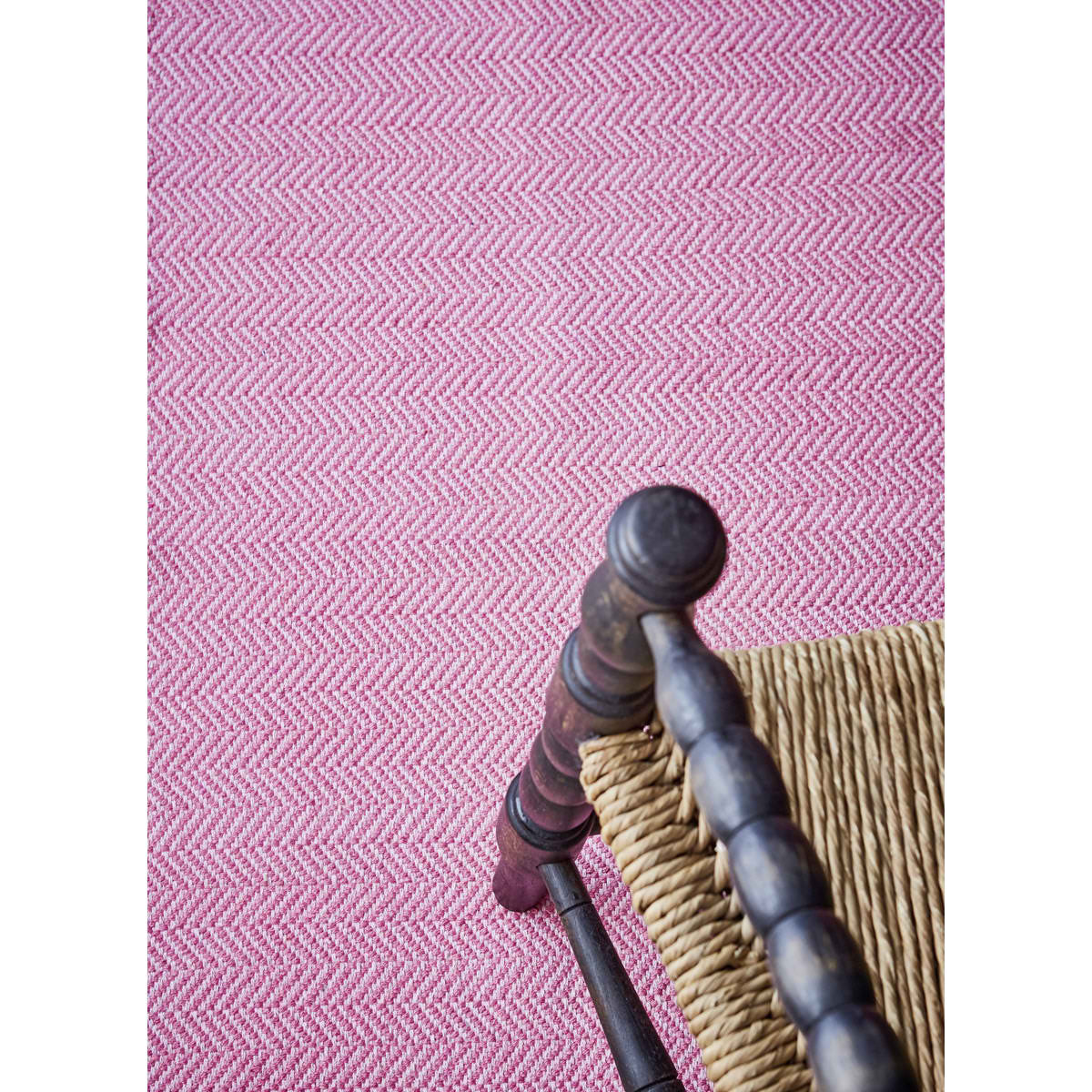 Liv Interior Teppich Herringbone 60 x 90 cm Rosa Peony Baumwolle