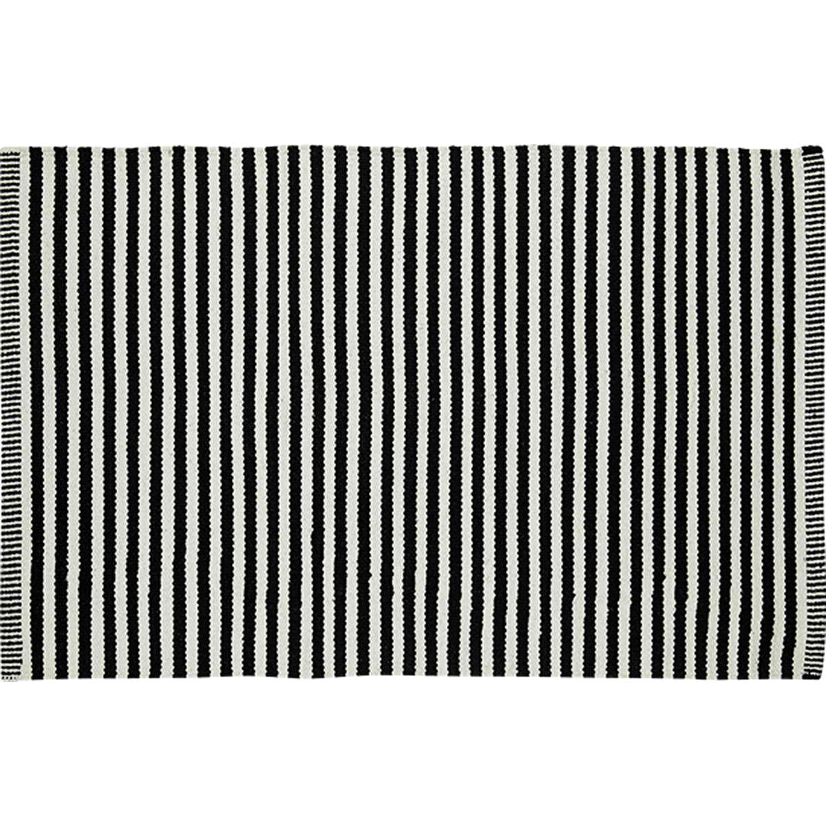 Liv Interior Teppich Paris 140x200 cm Streifen Schwarz Black Baumwolle