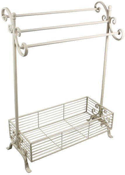 Handtuchhalter Metall creme Ablage / Korb