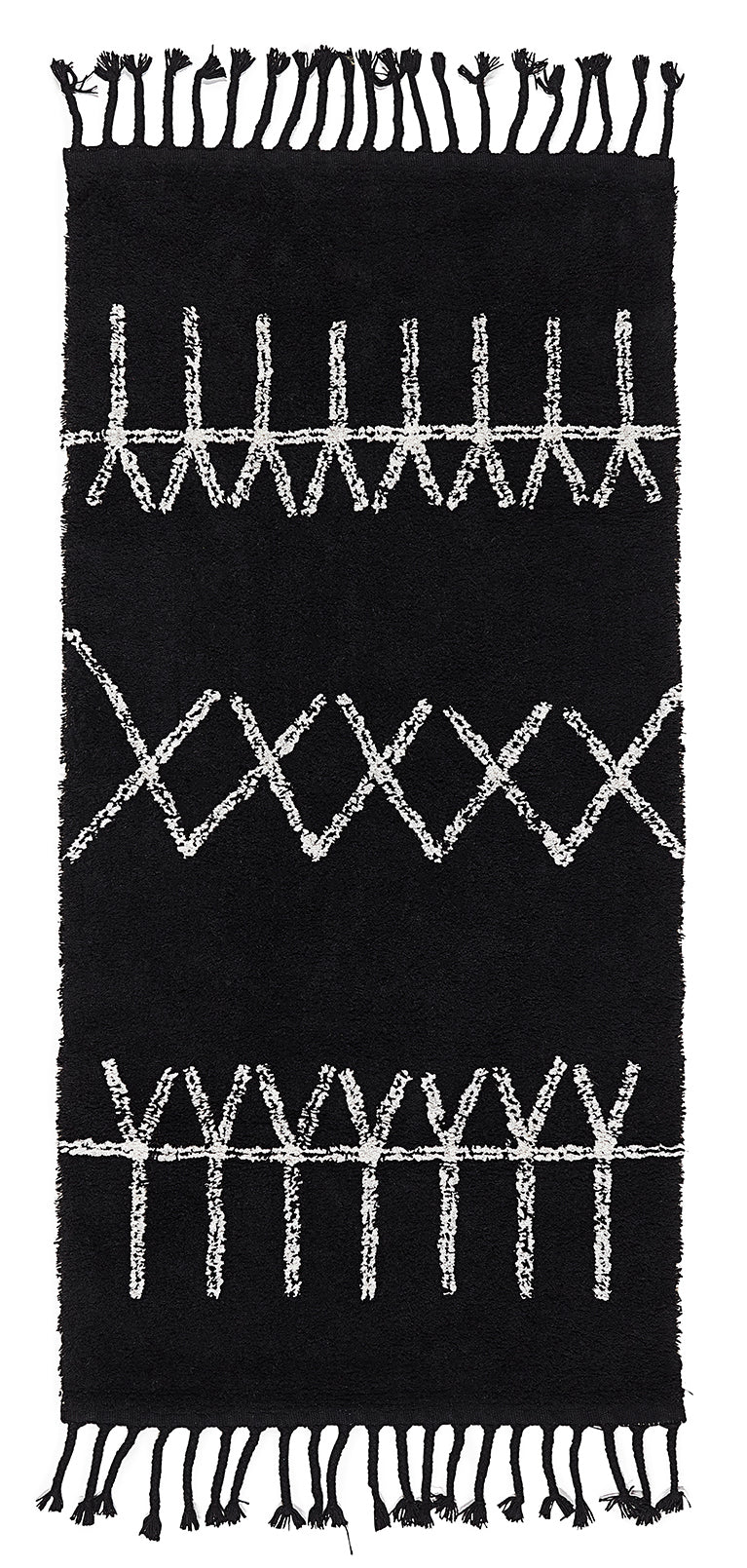 Liv Interior Teppich Acapulco 70 x 140 Baumwolle schwarz Öko