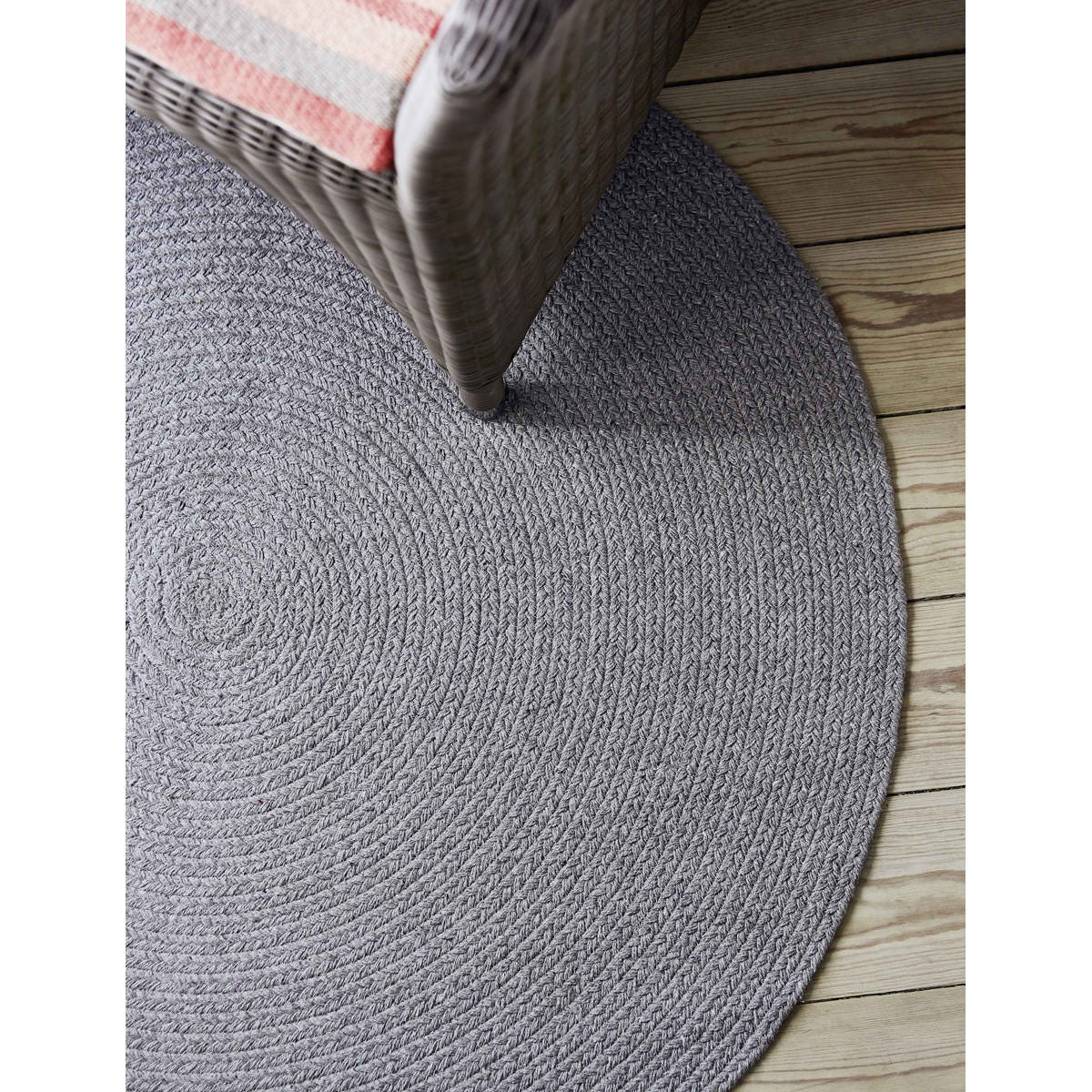 Liv Interior Teppich Moon 130 cm rund Grau Baumwolle Öko