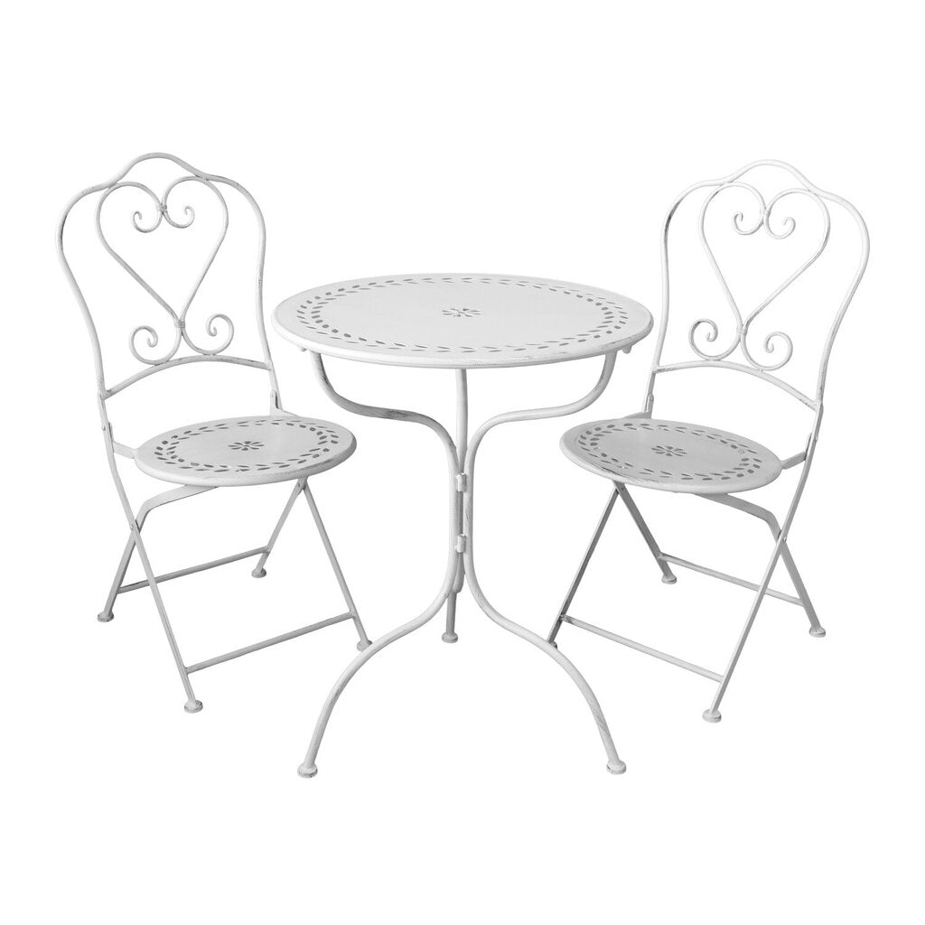 Chic Antique Bistroset Tisch Stuhl Gartenset 3 tlg. Antique Creme Off White