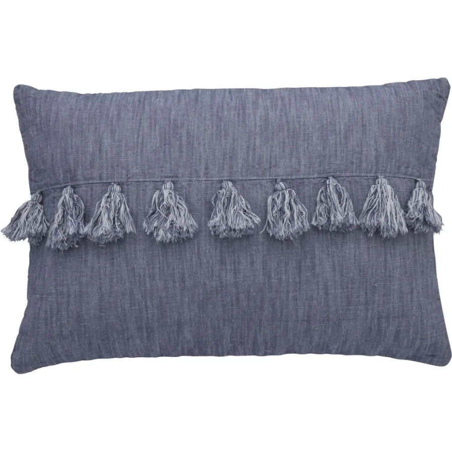 Lene Bjerre Felinia Kissen 40x60 cm Leinen Quasten Blau