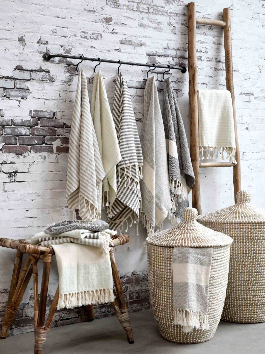 Chic Antique Strandtuch Saunatuch Baumwolle Grau 180x90 cm