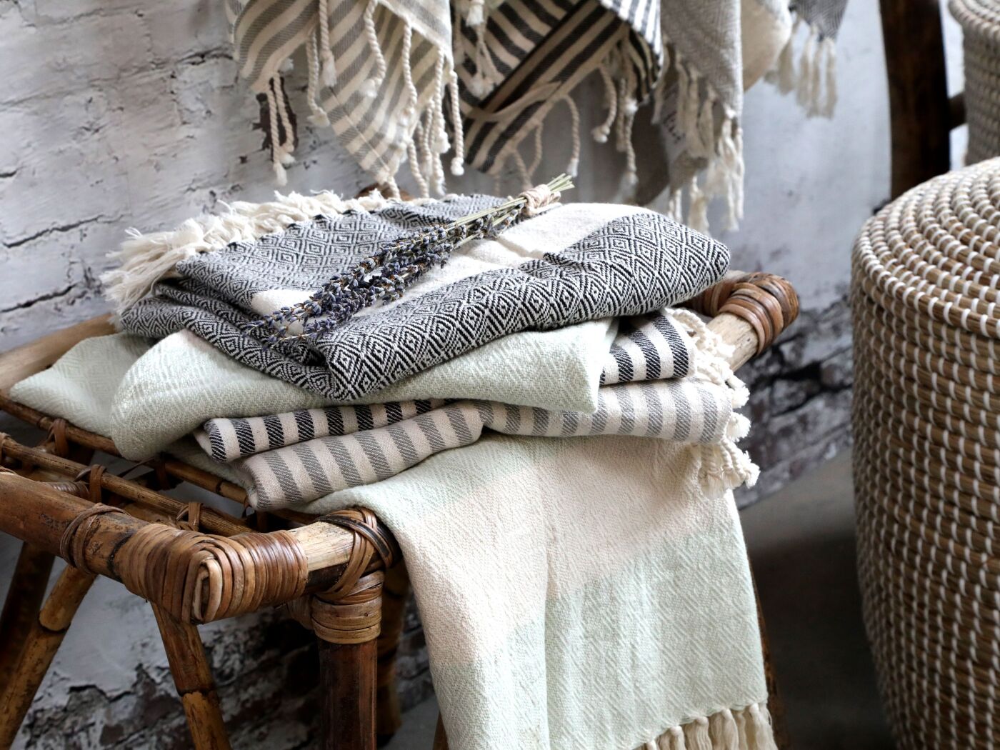 Chic Antique Strandtuch Saunatuch Baumwolle Grau 180x90 cm