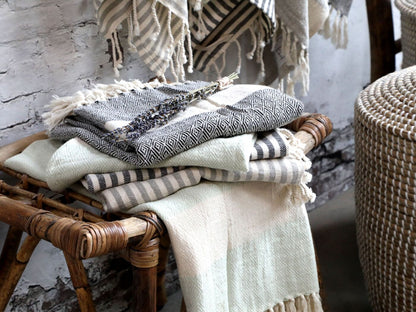Chic Antique Strandtuch Saunatuch Baumwolle Grau 180x90 cm