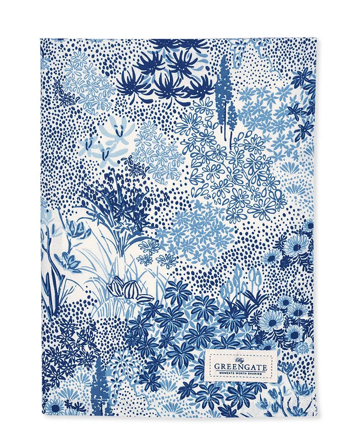 GreenGate Geschirrtuch Kristel Blau Weiß Blumen 50 x 70 cm