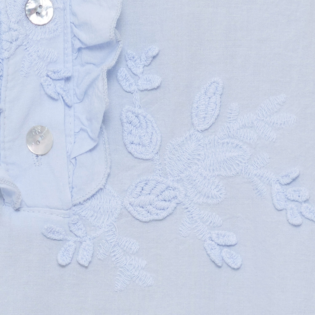 Marta du Chateau Bluse Hellblau Baumwolle Stickerei S / M Annika