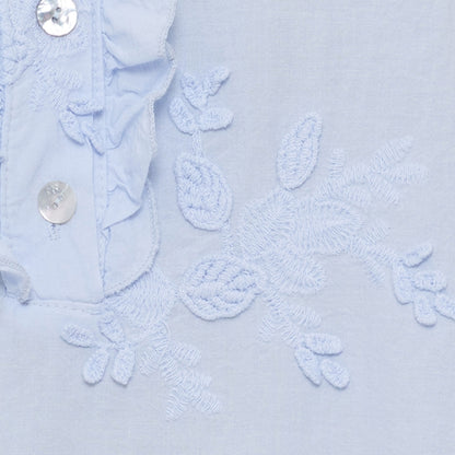 Marta du Chateau Bluse Hellblau Baumwolle Stickerei S / M Annika