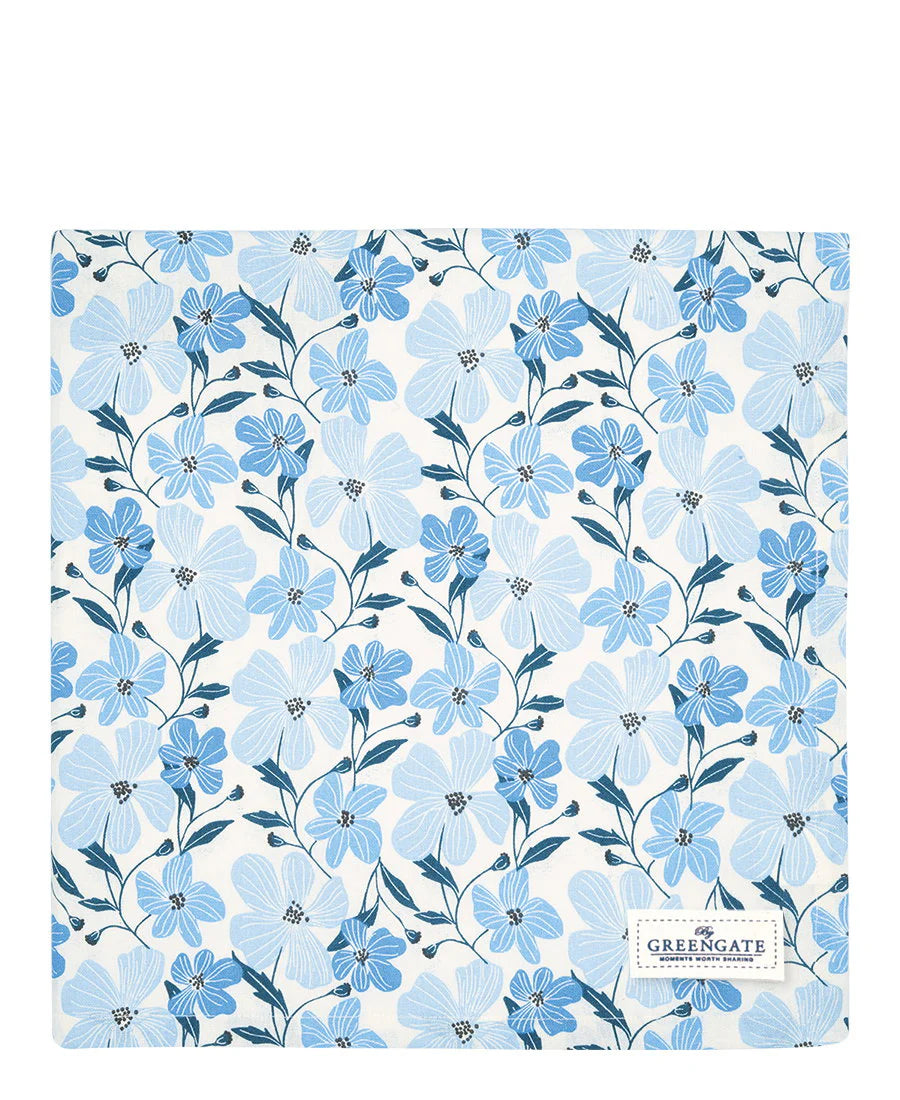 GreenGate Tischdecke 150 x 150 Blau Hellblau Blumen Quadratisch