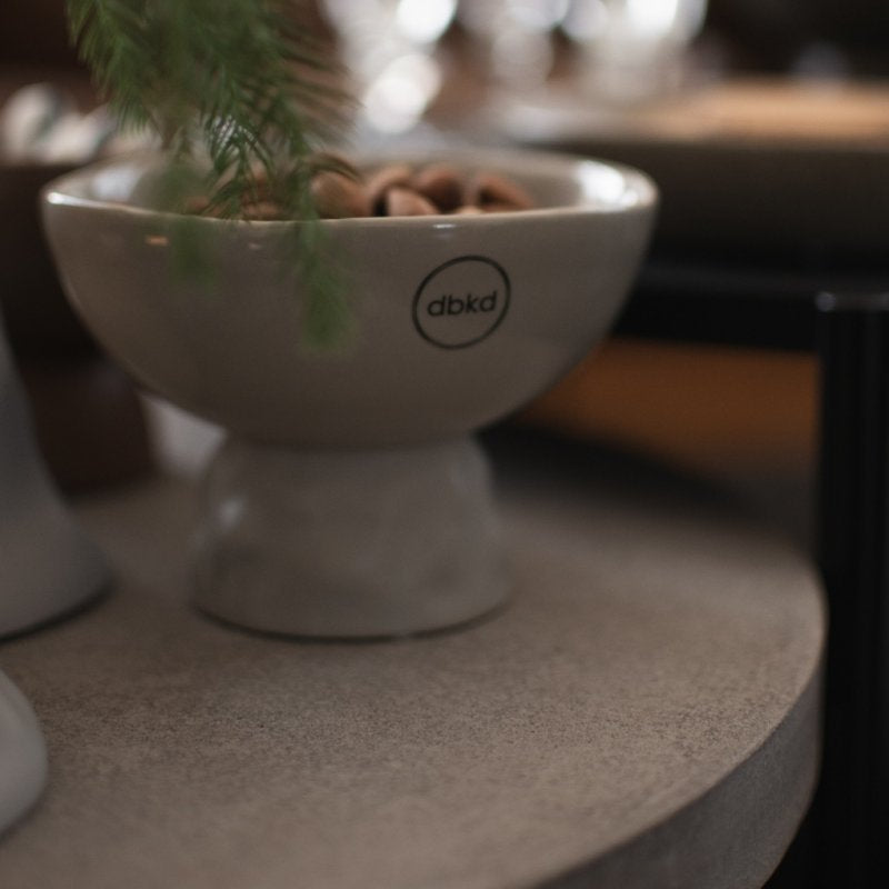 DBKD Schale mit Fuß rund Mole beige Keramik 12 cm