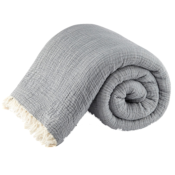 Liv Interior Plaid grau hellgrau Biobaumwolle Plaid 250 x 260 cm