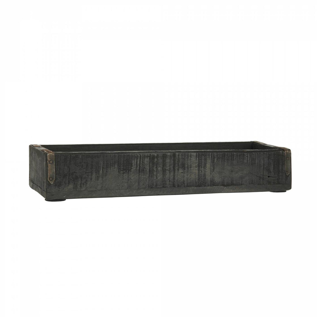 IB Laursen Kiste schwarz länglich Holz 35 cm Altholz