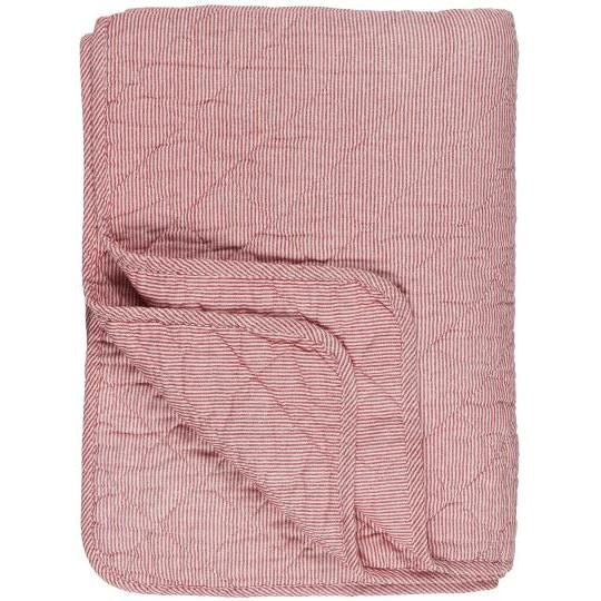 IB Laursen Quilt Plaid Baumwolle 130 x 180 Streifen rot weiß