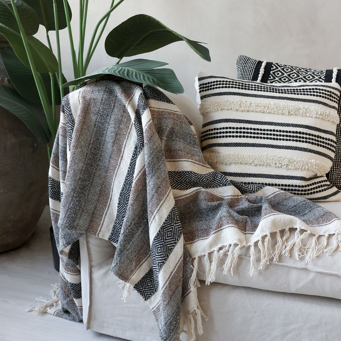 Chic Antique Plaid Decke Webdecke Streifen Winter