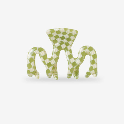 Haarklammer Sasstie Wave Basil Kariert Karo Grün 6 cm