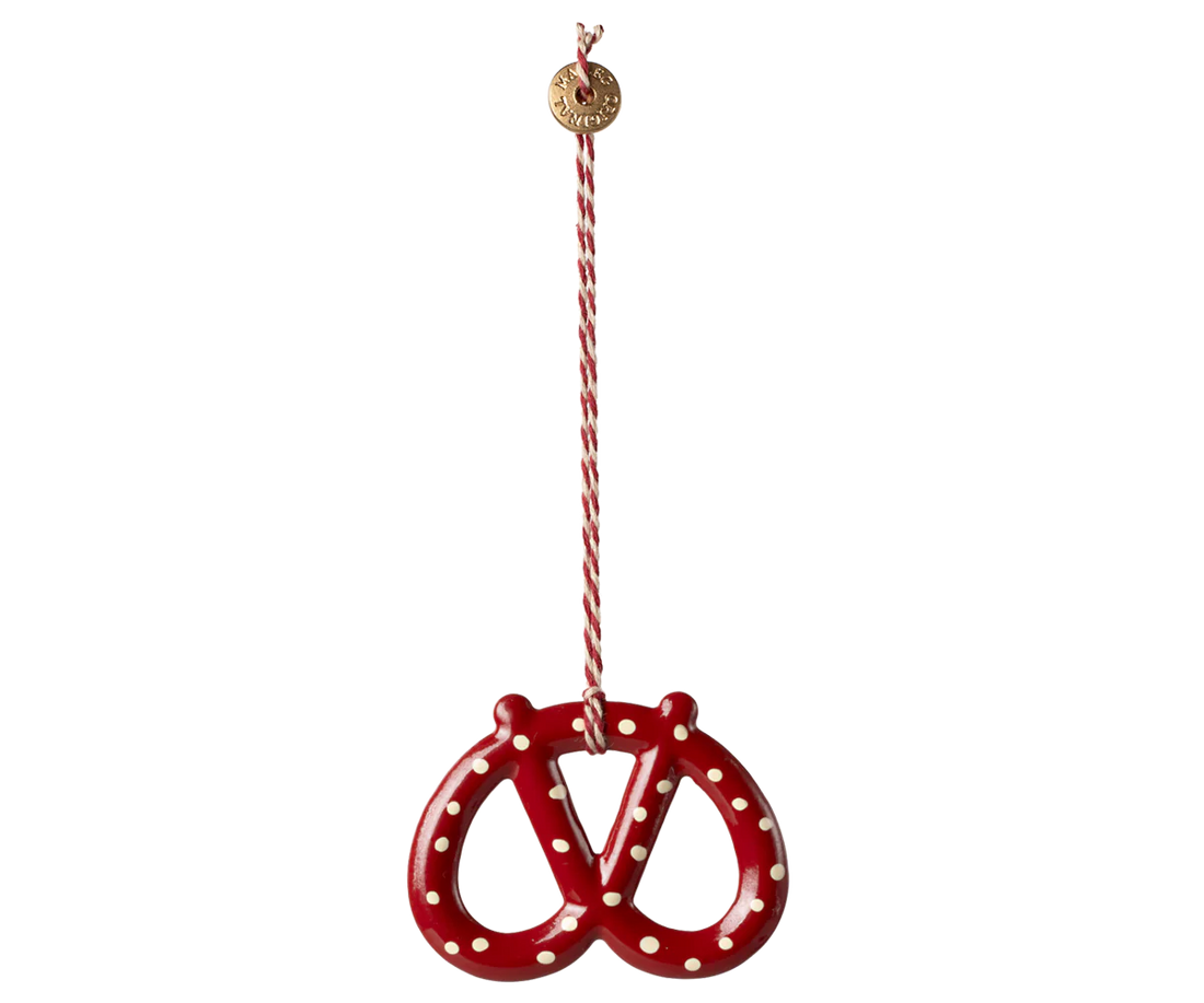 Maileg Ornament Brezel Punkte Rot 6 cm