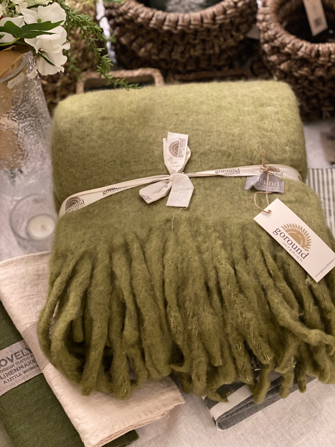 Goround Decke Plaid 130 x 170 grey grüngrau