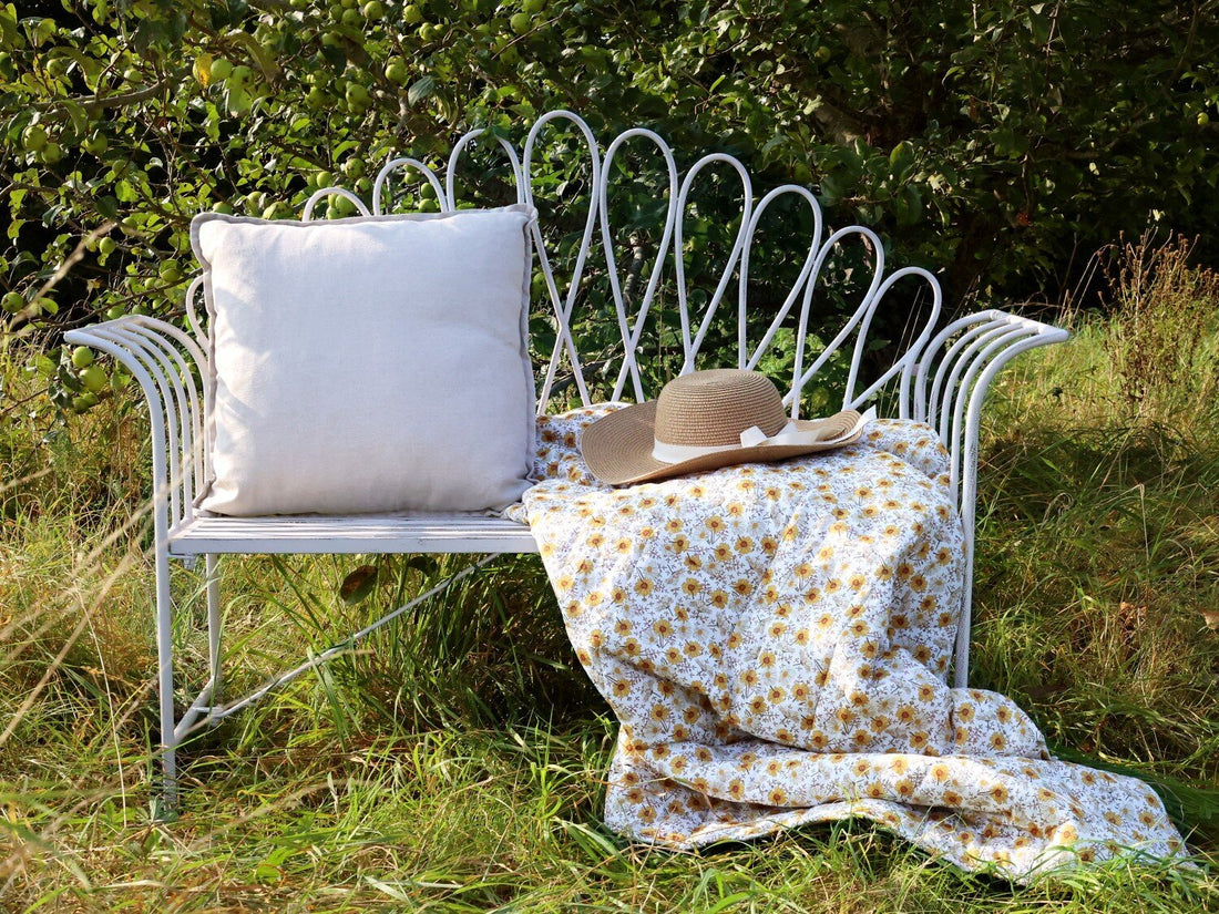 Chic Antique Gartenbank Eisenbank Creme Weiß Eisen 124 cm