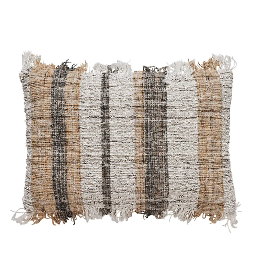 Lene Bjerre Viselle Kissen 40 x 60 cm Streifen Grau Natur Braun