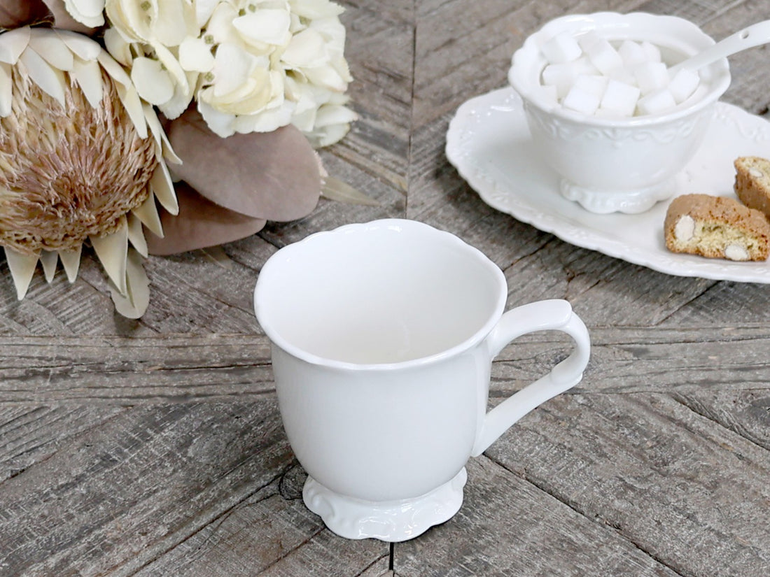 Chic Antique Provence Kaffeebecher Becher 10cm Porzellan Weiß