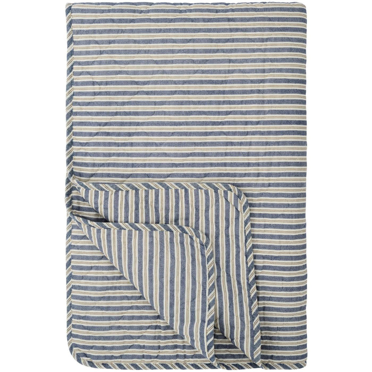 IB Laursen Quilt Plaid 130 x 180 cm Baumwolle Blau Braun Streifen H/W 2026