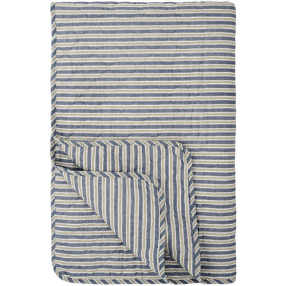 IB Laursen Quilt Plaid 130 x 180 cm Baumwolle Blau Braun Streifen H/W 2026