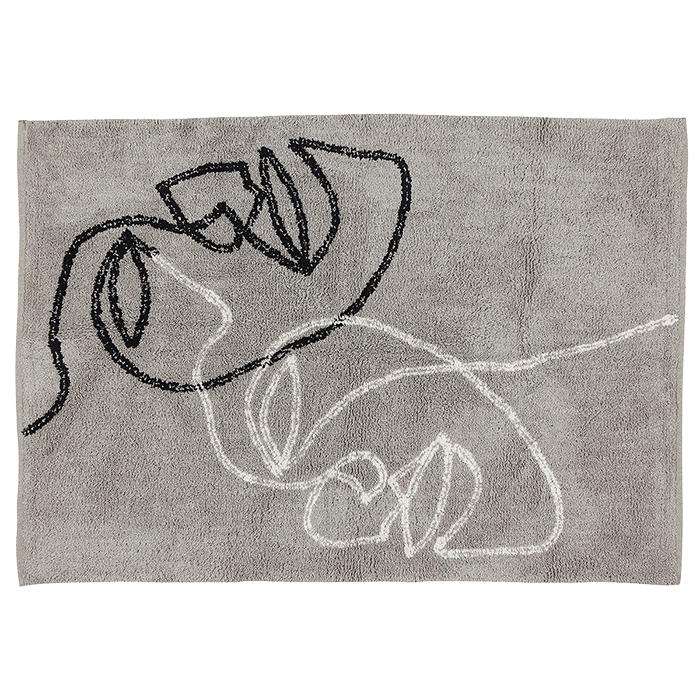 Liv Interior Teppich Biobaumwolle grau schwarz 90 x 120 cm