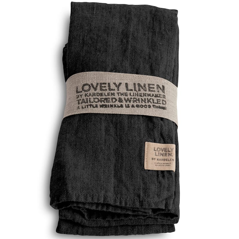 Lovely Linen Serviette Napkin 45 x 45 cm Black Schwarz