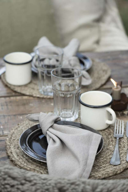 IB Laursen Serviette Freja Soil BW Leinen 40x40
